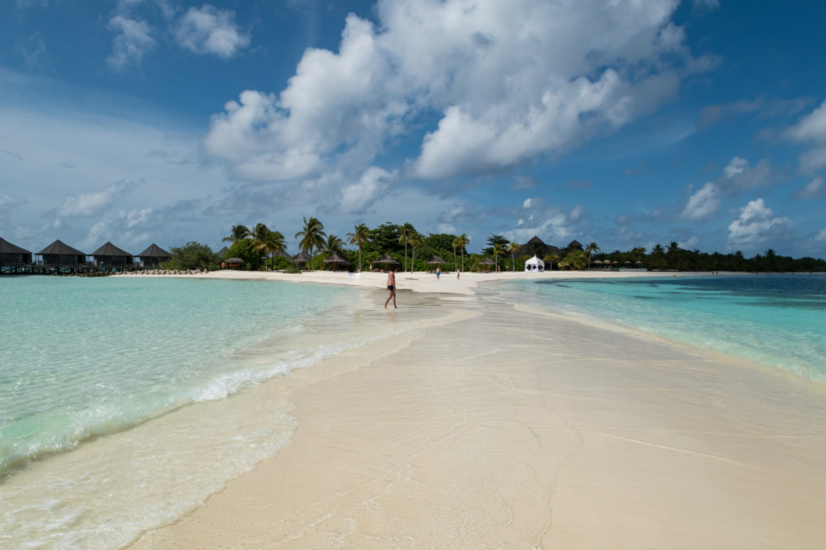 A sandbank and shallow water in the Maldives