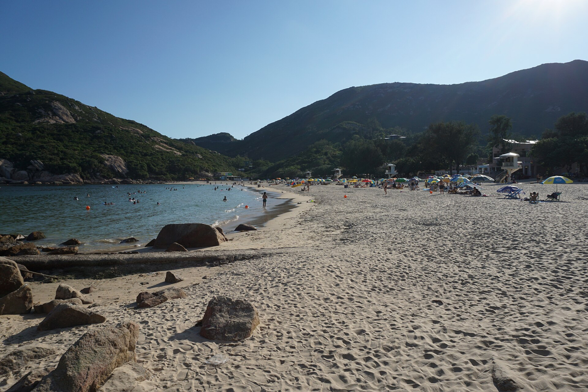Shek O Beach and its coastal setting. Shek O Beach and its coastal setting.