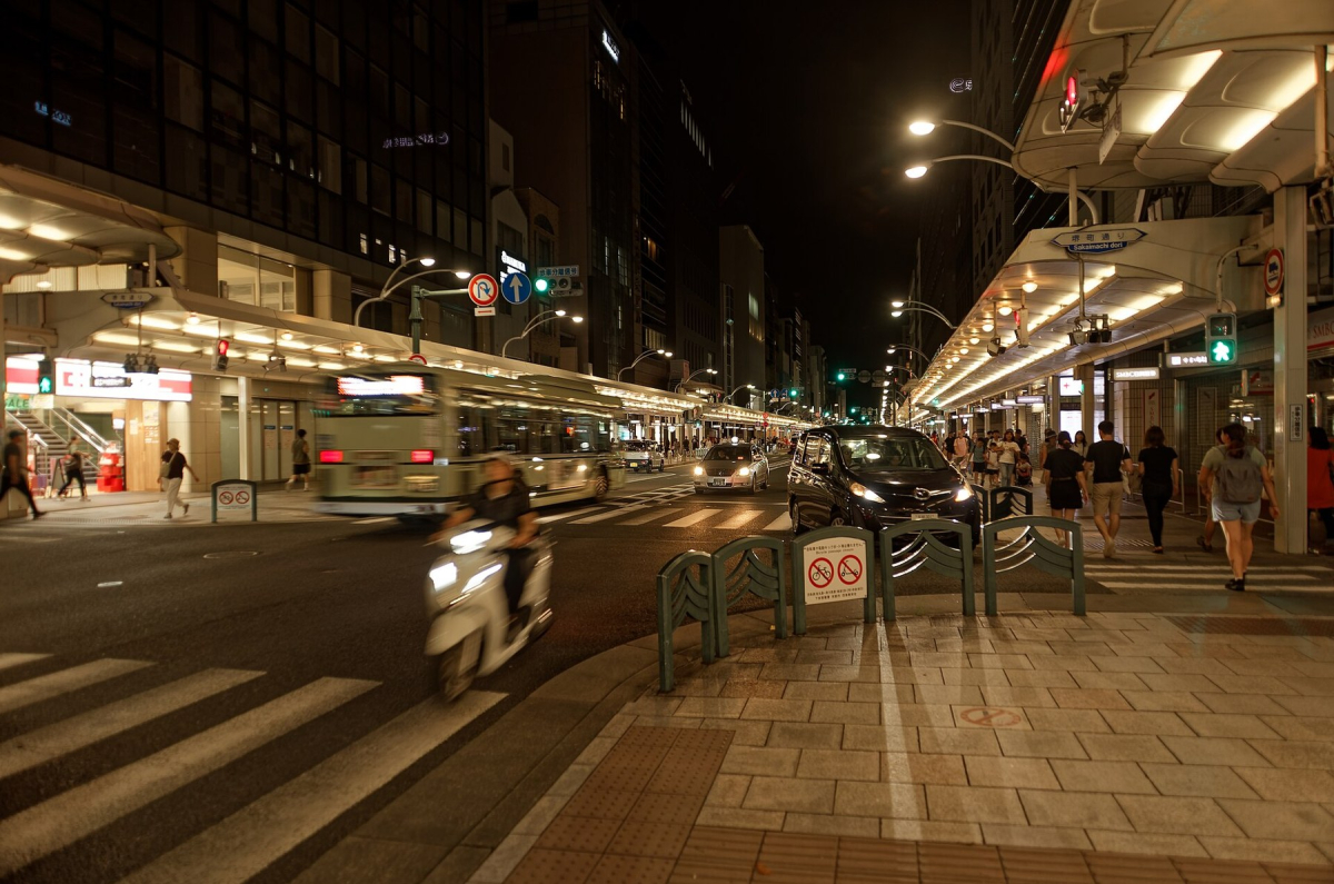 Shijo Street in Kyoto after dark