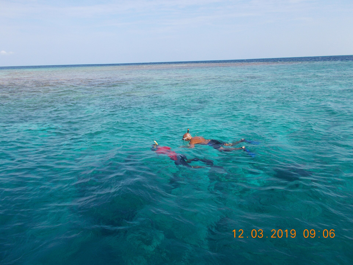 Snorkelling off the reef in the Maldives