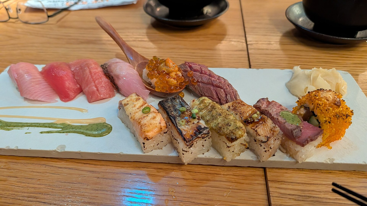 Sushi served in Japan Sushi served in Japan