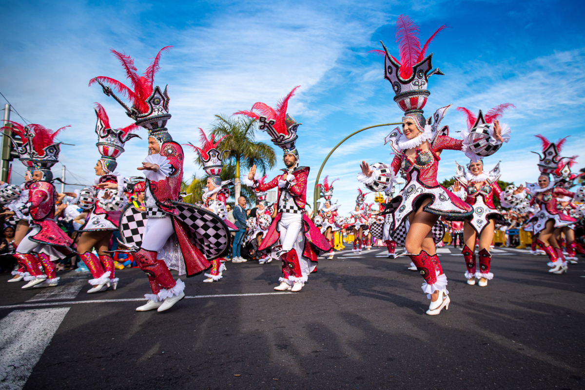 Tenerife Carnival parade with colorful costumes