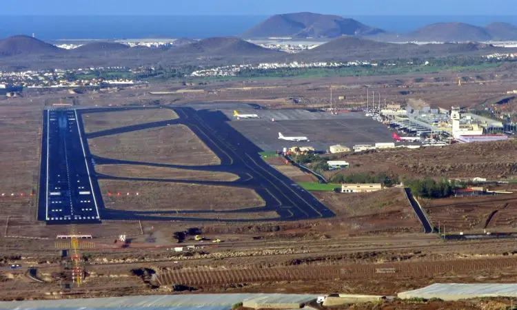 Tenerife South Airport runway near the Atlantic coast