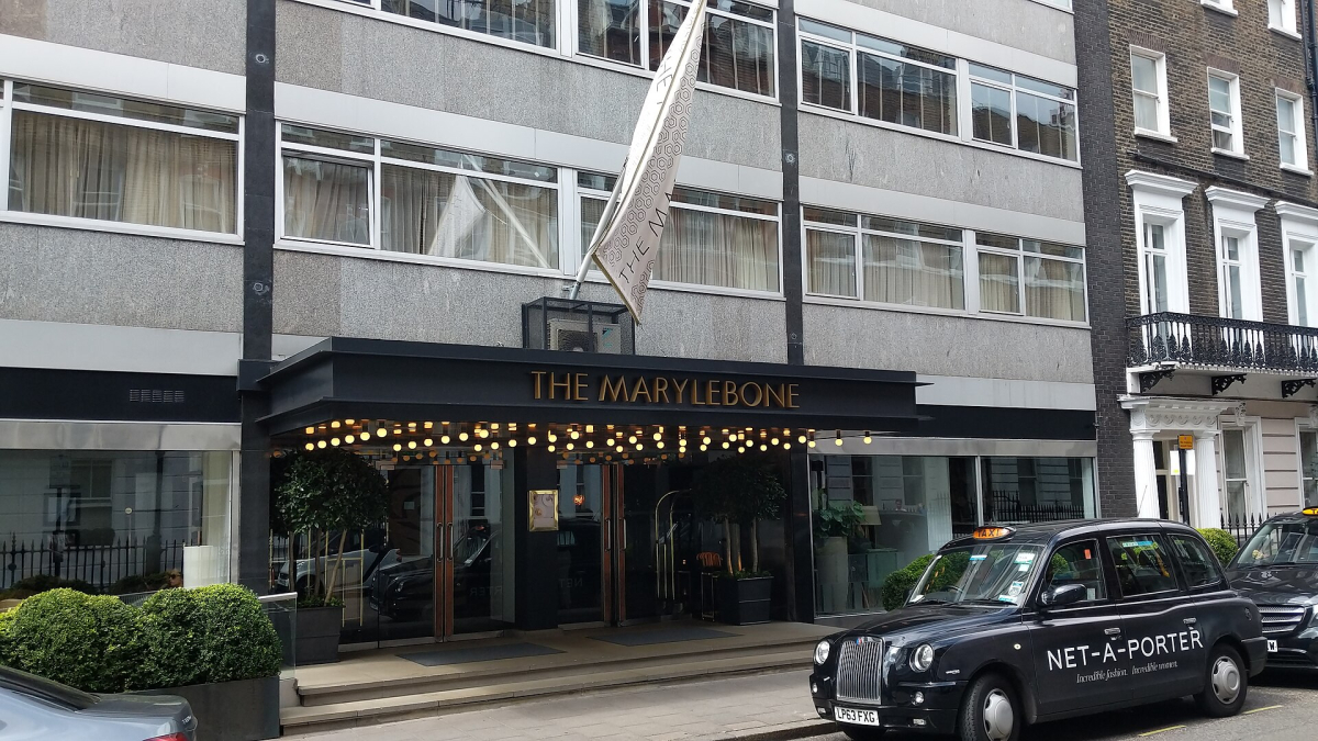 The Marylebone hotel exterior; check the exact room and current pool arrangements before booking.