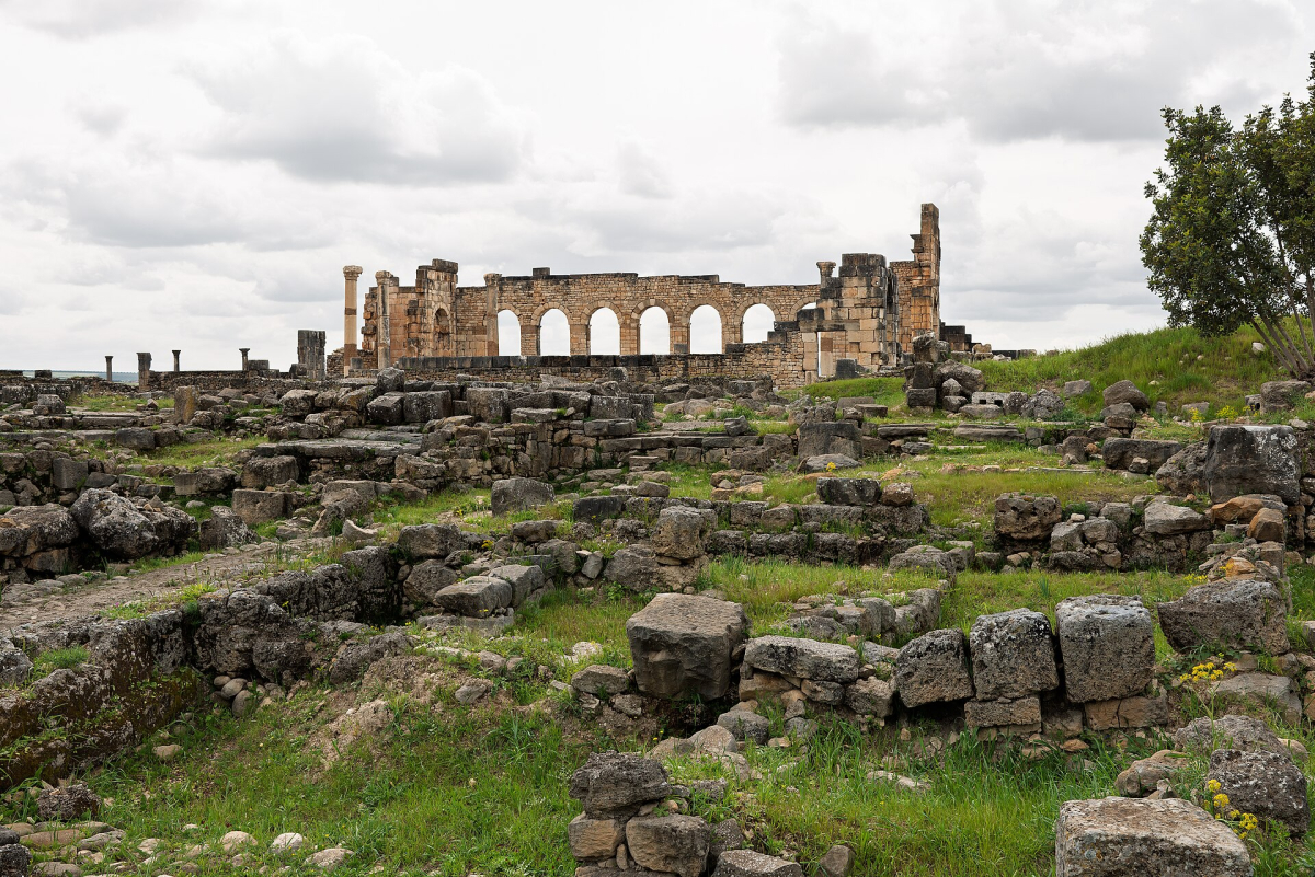 The archaeological landscape at Volubilis, photographed in April 2026 The archaeological landscape at Volubilis, photographed in April 2026