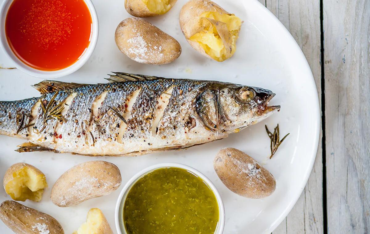Traditional Canarian dishes including papas arrugadas, mojo sauces and fresh seafood