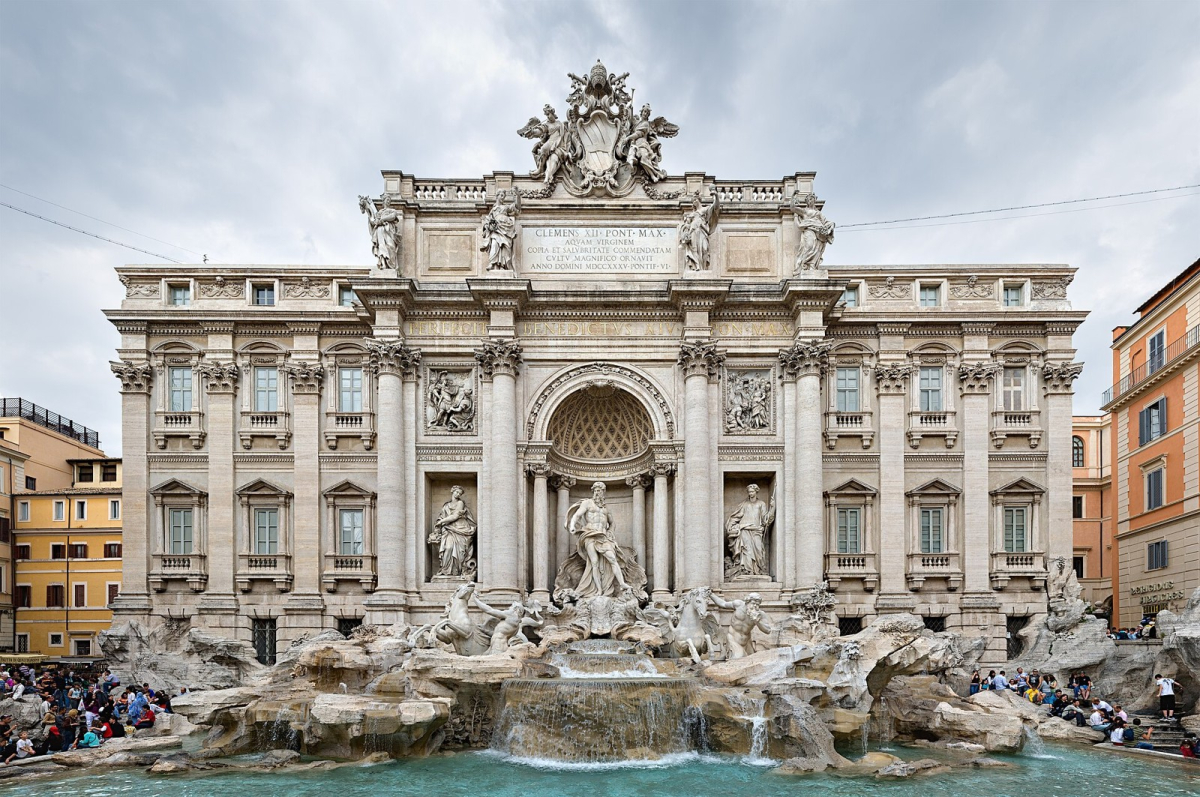 Trevi Fountain sculpture, facade and basin