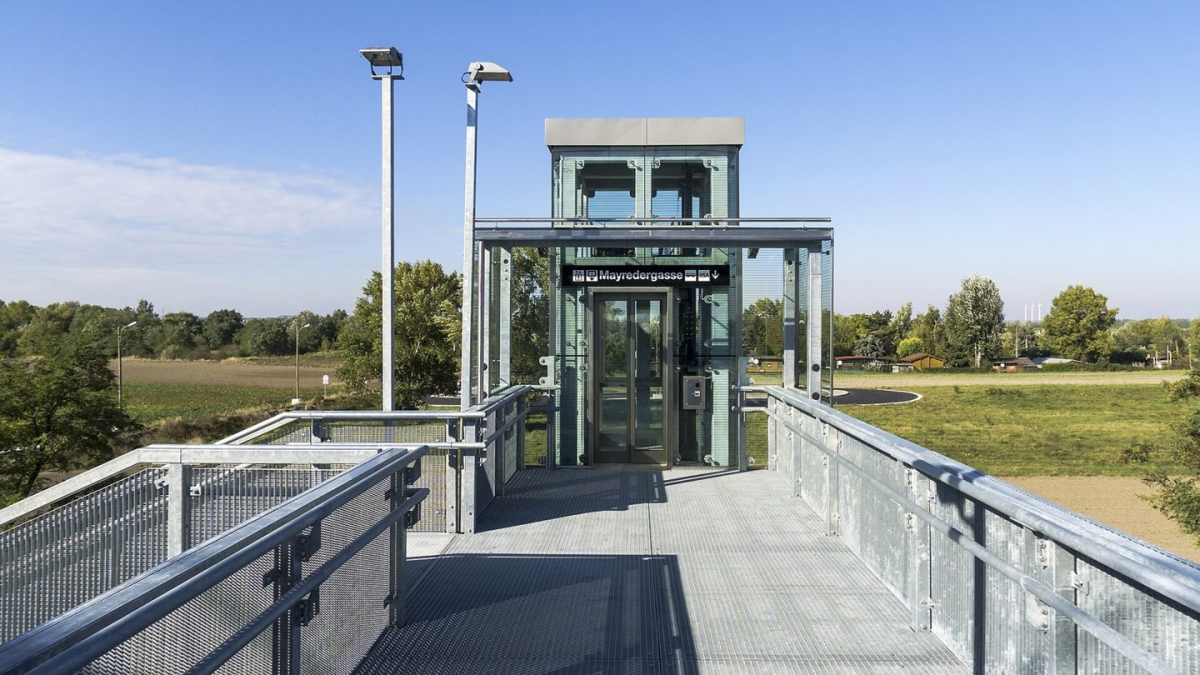 A station lift entrance at Aspern Nord in Vienna A station lift entrance at Aspern Nord in Vienna