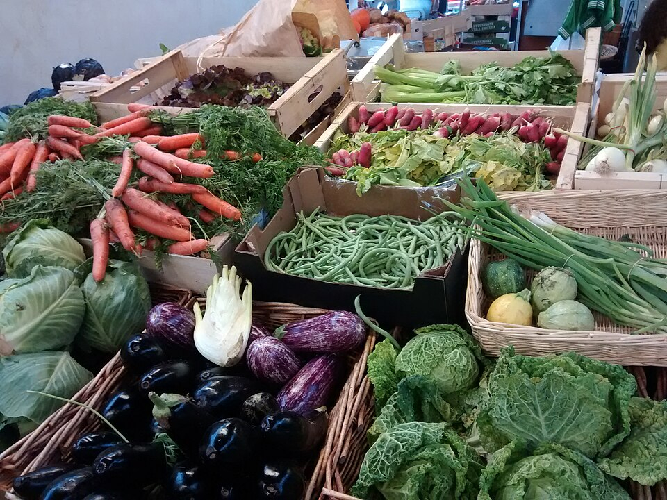 Fresh vegetables at the Marché des Enfants Rouges.