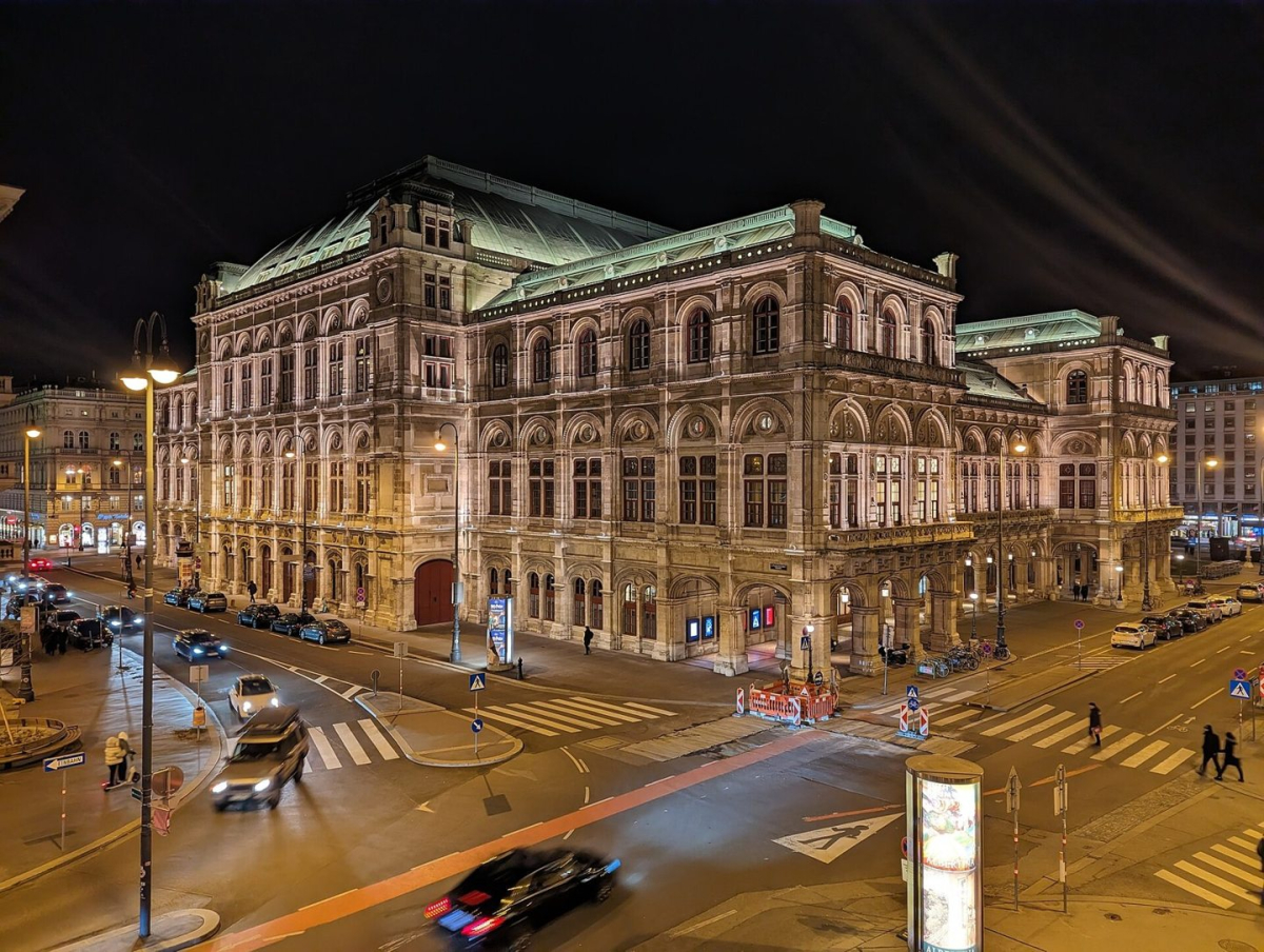 Vienna State Opera illuminated at night Vienna State Opera illuminated at night
