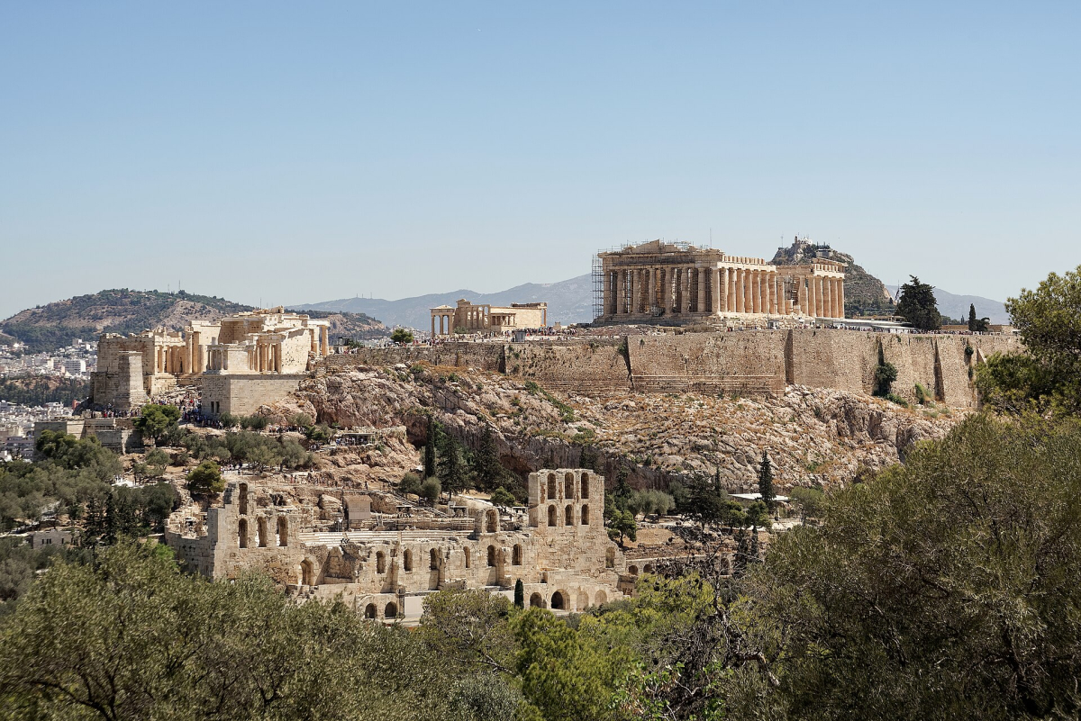 A view of the Acropolis from Philopappos Hill. A view of the Acropolis from Philopappos Hill.