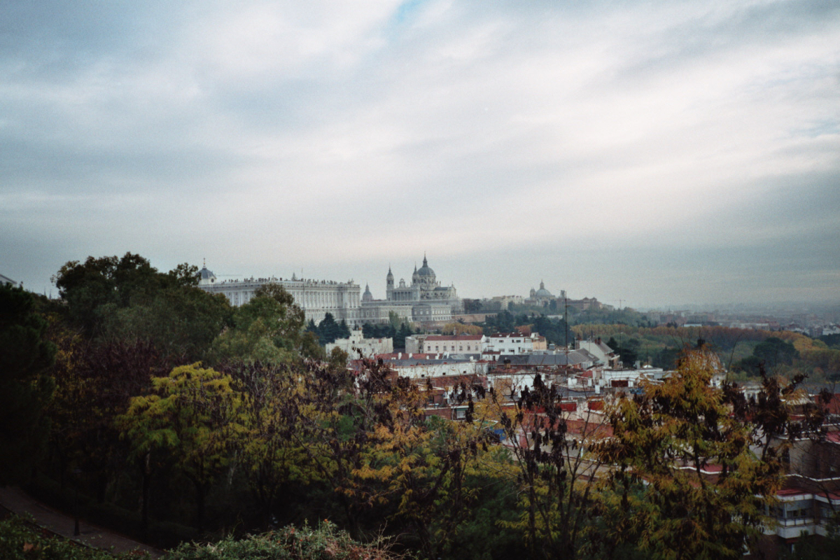 The Royal Palace and Almudena Cathedral in the wider Madrid skyline.