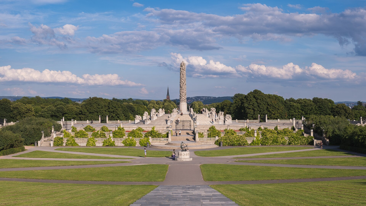 A broad view of Vigeland Park’s sculptures and Monolith, photographed in June 2024. A broad view of Vigeland Park’s sculptures and Monolith, photographed in June 2024.