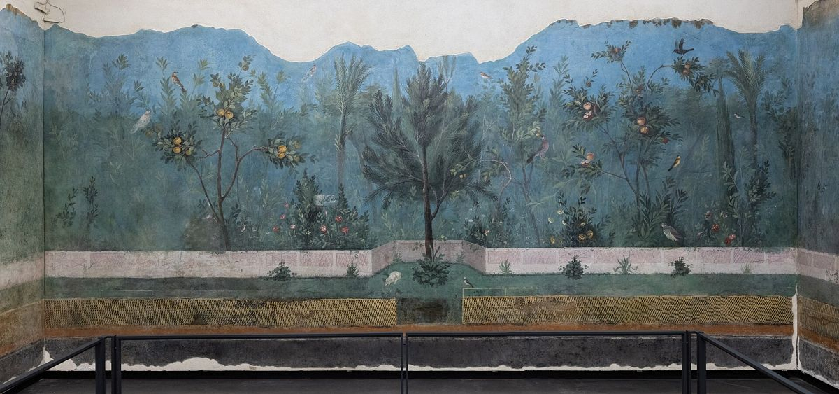 Garden frescoes from the Villa of Livia displayed at Palazzo Massimo