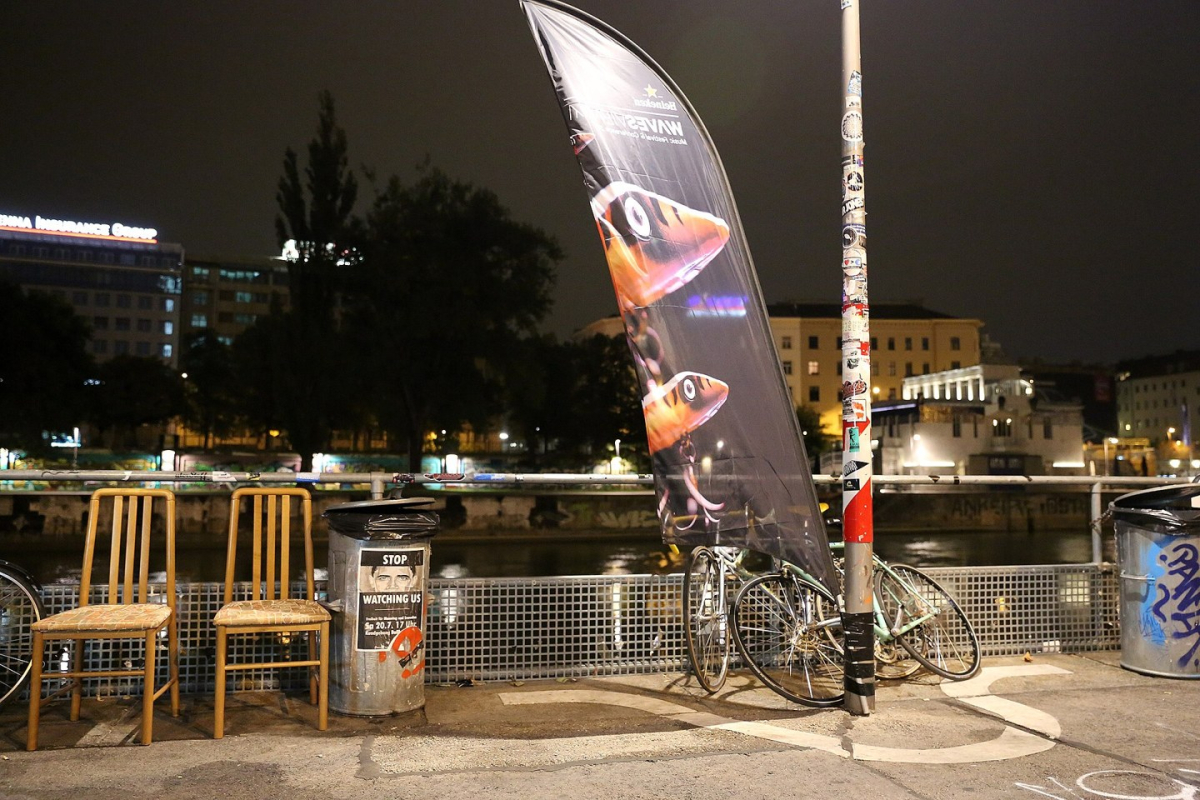 The canal-side setting outside Flex during Waves Vienna in 2013 The canal-side setting outside Flex during Waves Vienna in 2013
