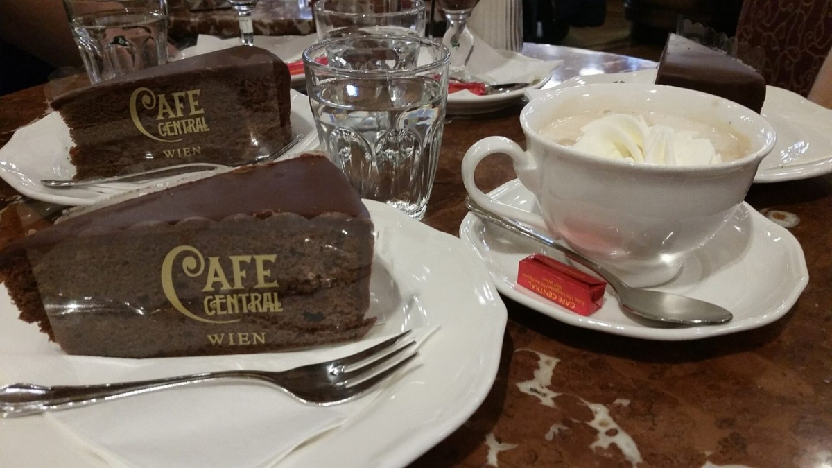 Coffee and cake at Café Central in Vienna Coffee and cake at Café Central in Vienna
