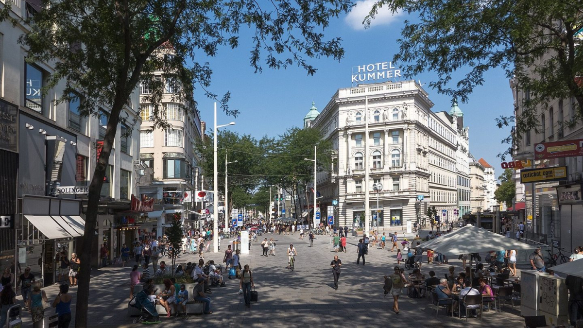 A shopping street along Mariahilfer Strasse A shopping street along Mariahilfer Strasse