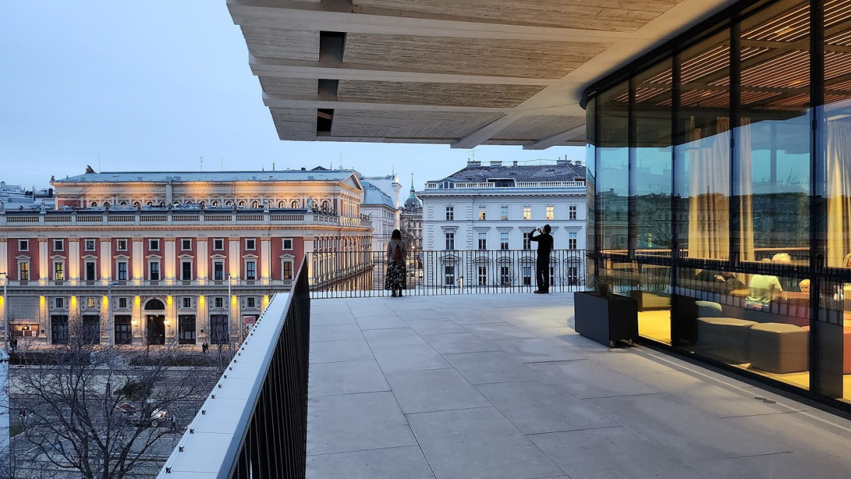 The Wien Museum terrace overlooking Karlsplatz