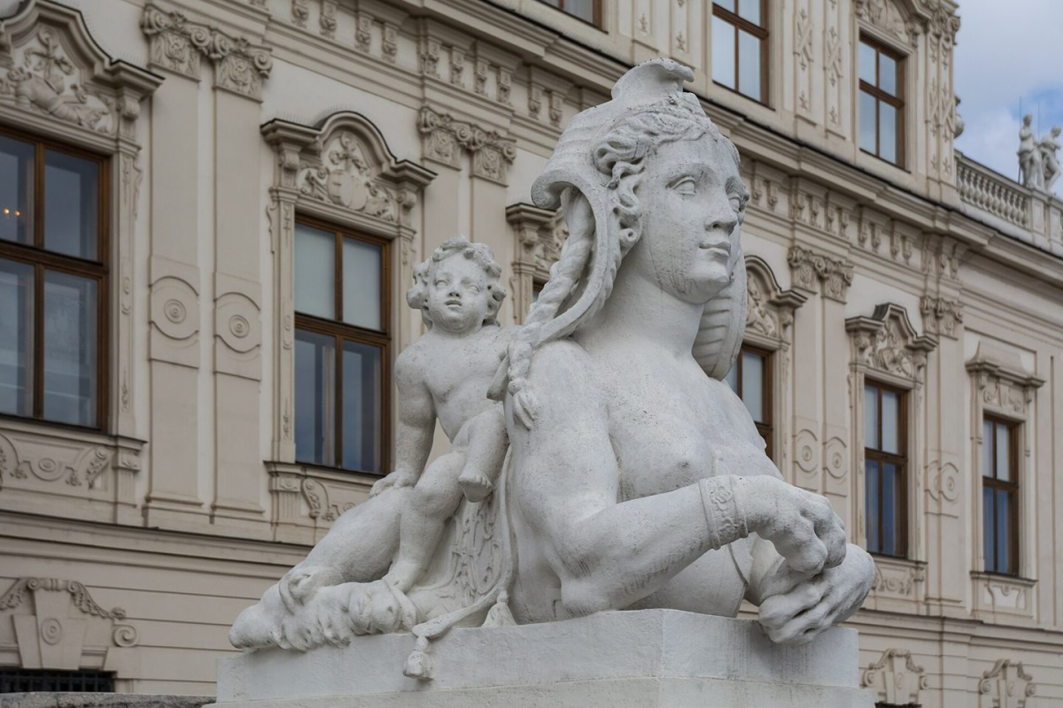 A sphinx sculpture outside the Upper Belvedere A sphinx sculpture outside the Upper Belvedere