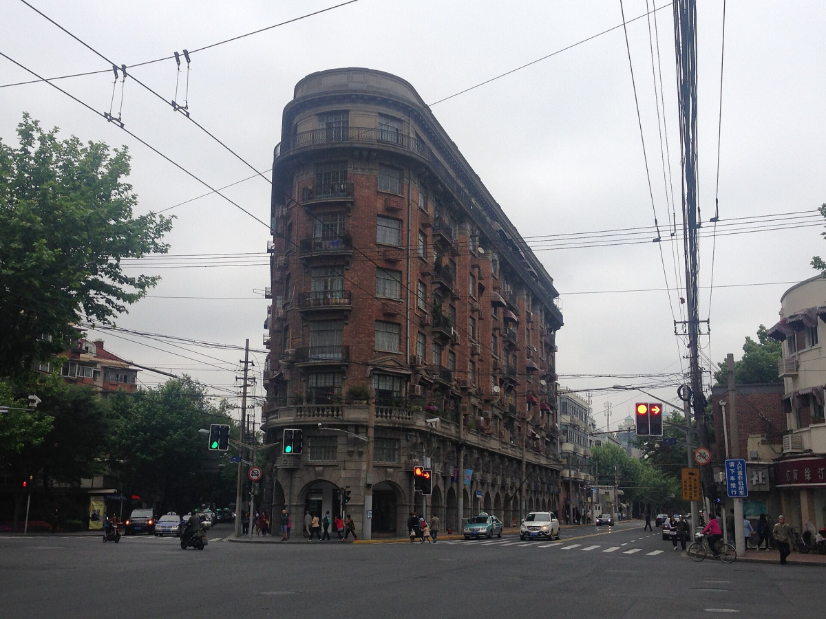 A tree-lined street in Shanghai