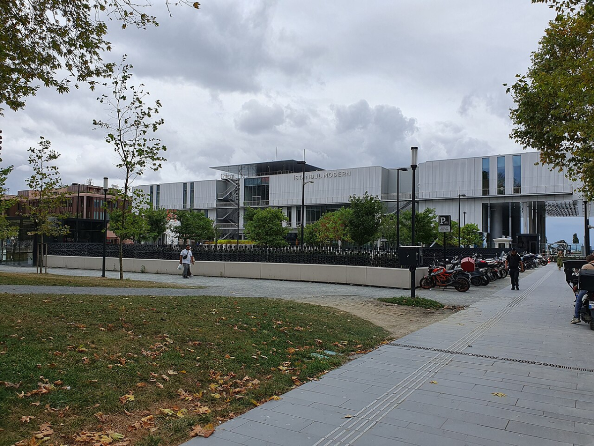 The contemporary Istanbul Modern museum building seen from outside