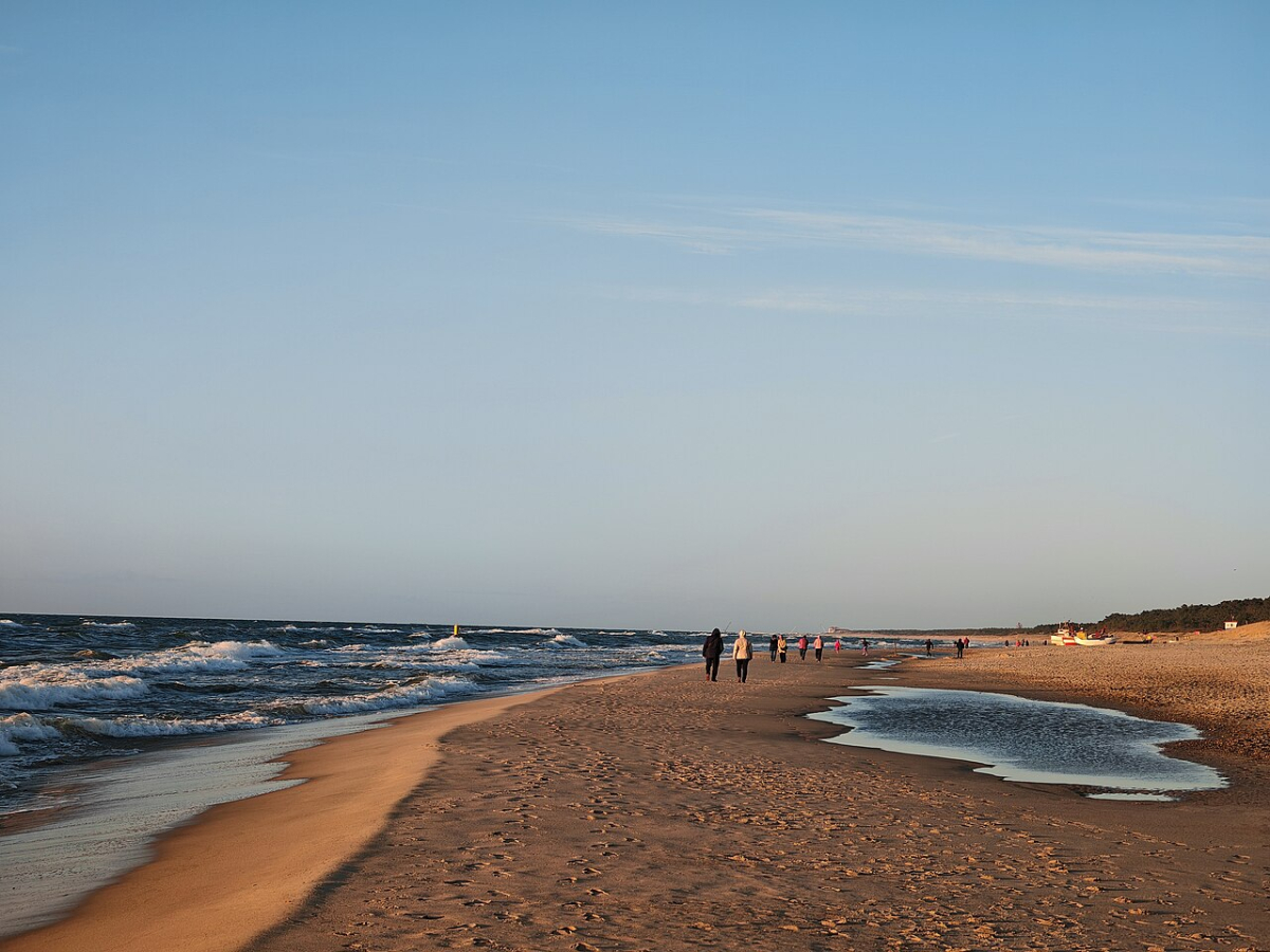 Baltic beach at Dąbki under a blue sky Baltic beach at Dąbki under a blue sky