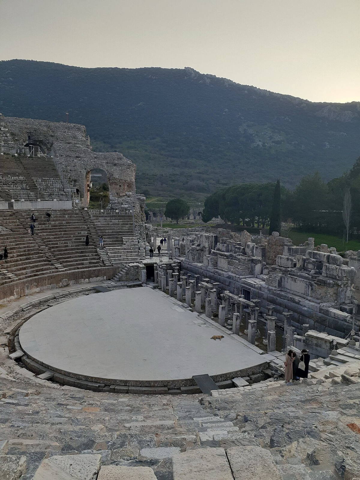 Stone seating and stage ruins of the Great Theatre at Ephesus