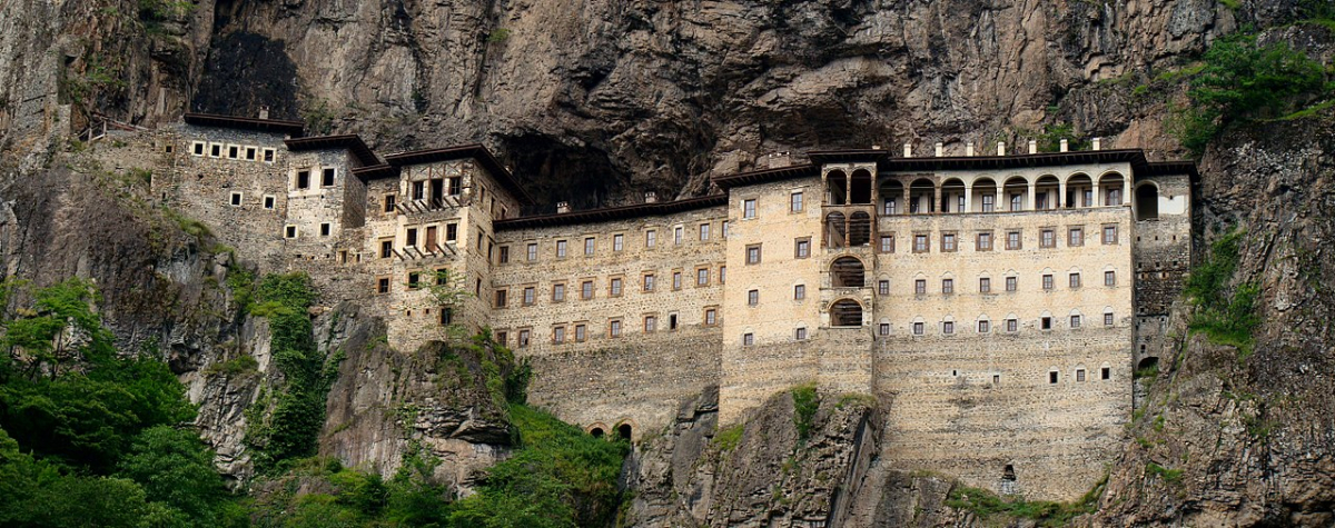 Sümela Monastery built against a steep rock face near Trabzon