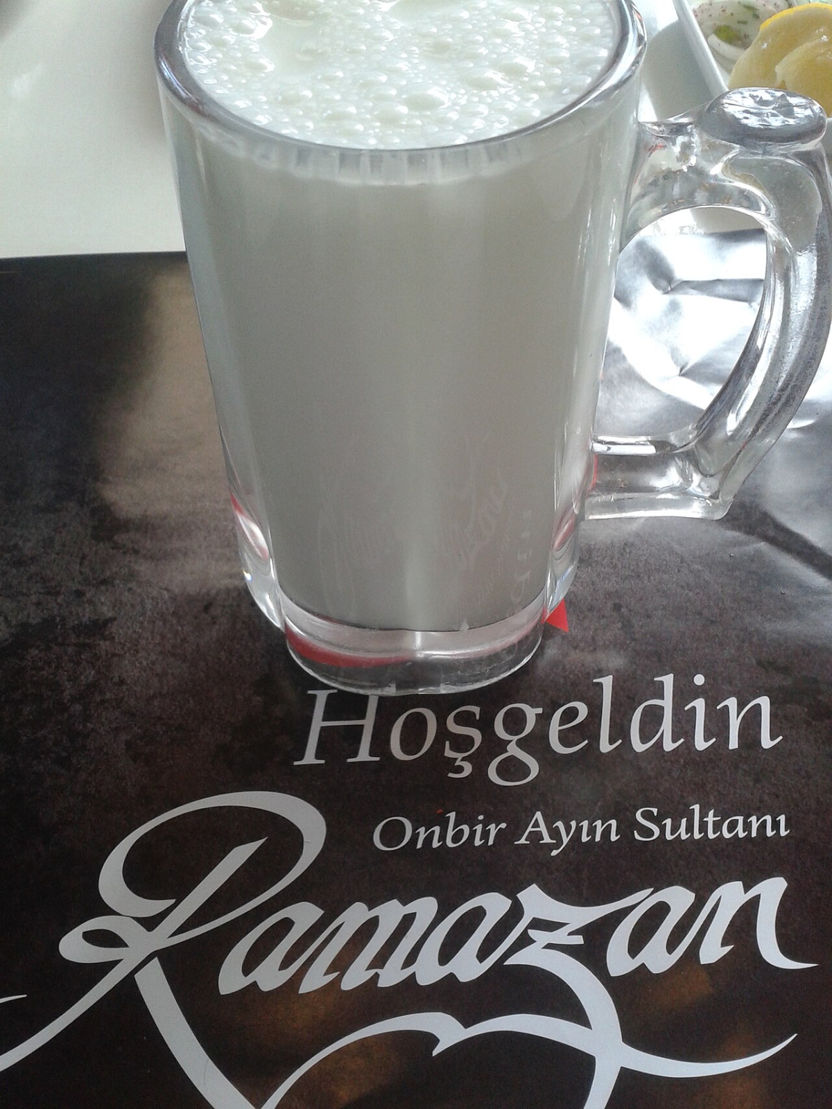 A large glass of Turkish ayran