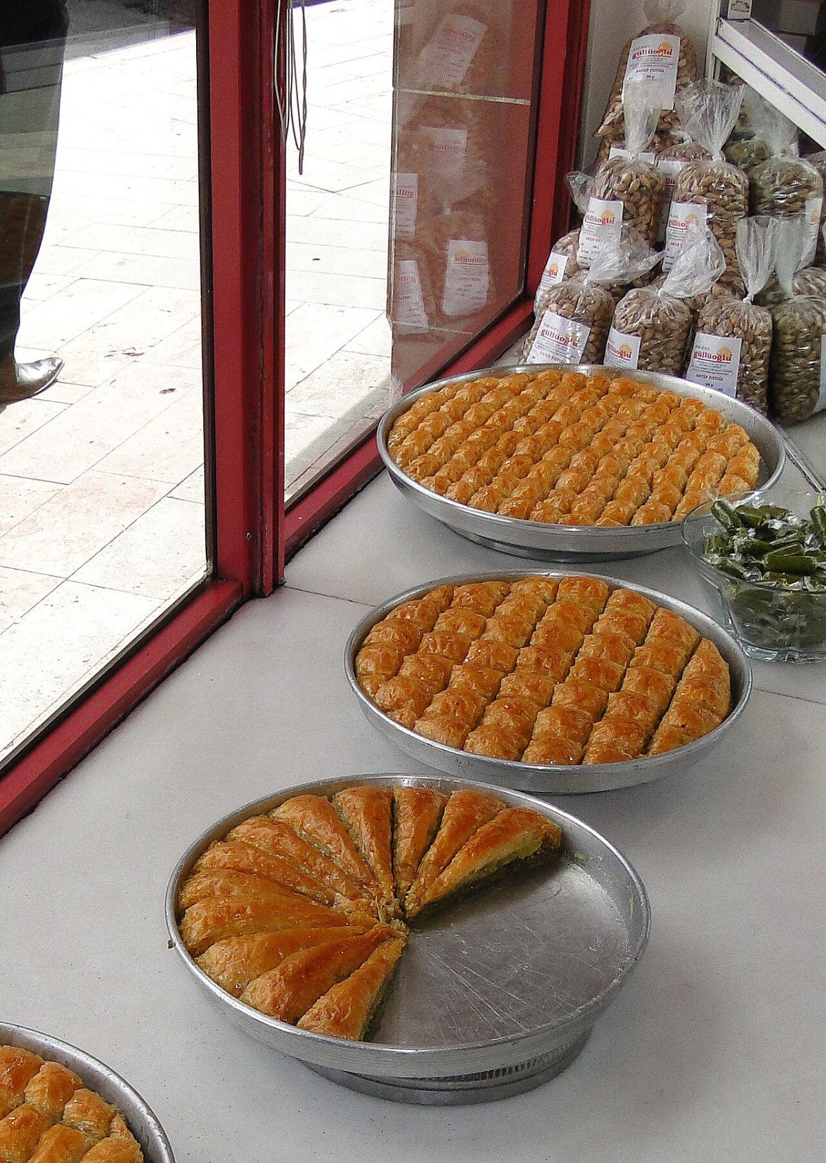 Baklava and pistachios for sale in Gaziantep