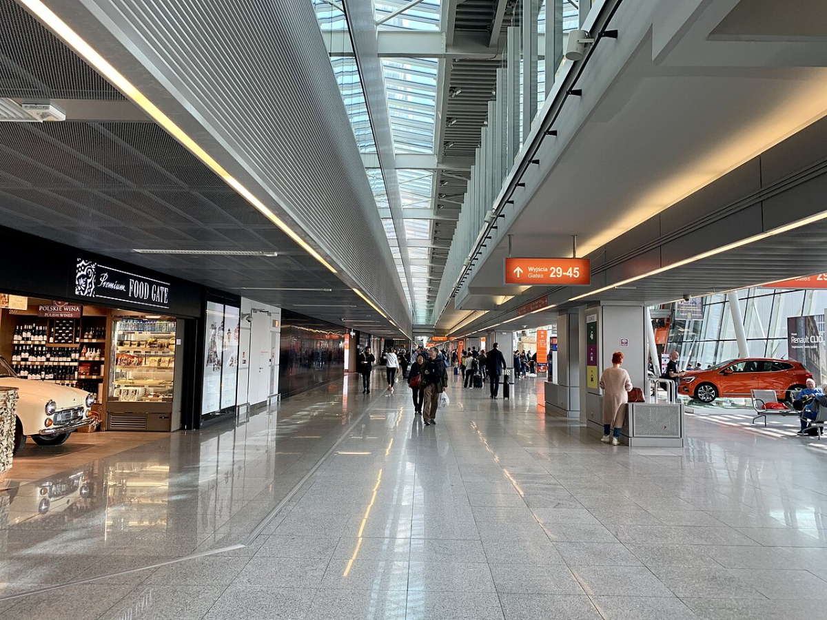 Interior of a terminal at Warsaw Chopin Airport Interior of a terminal at Warsaw Chopin Airport