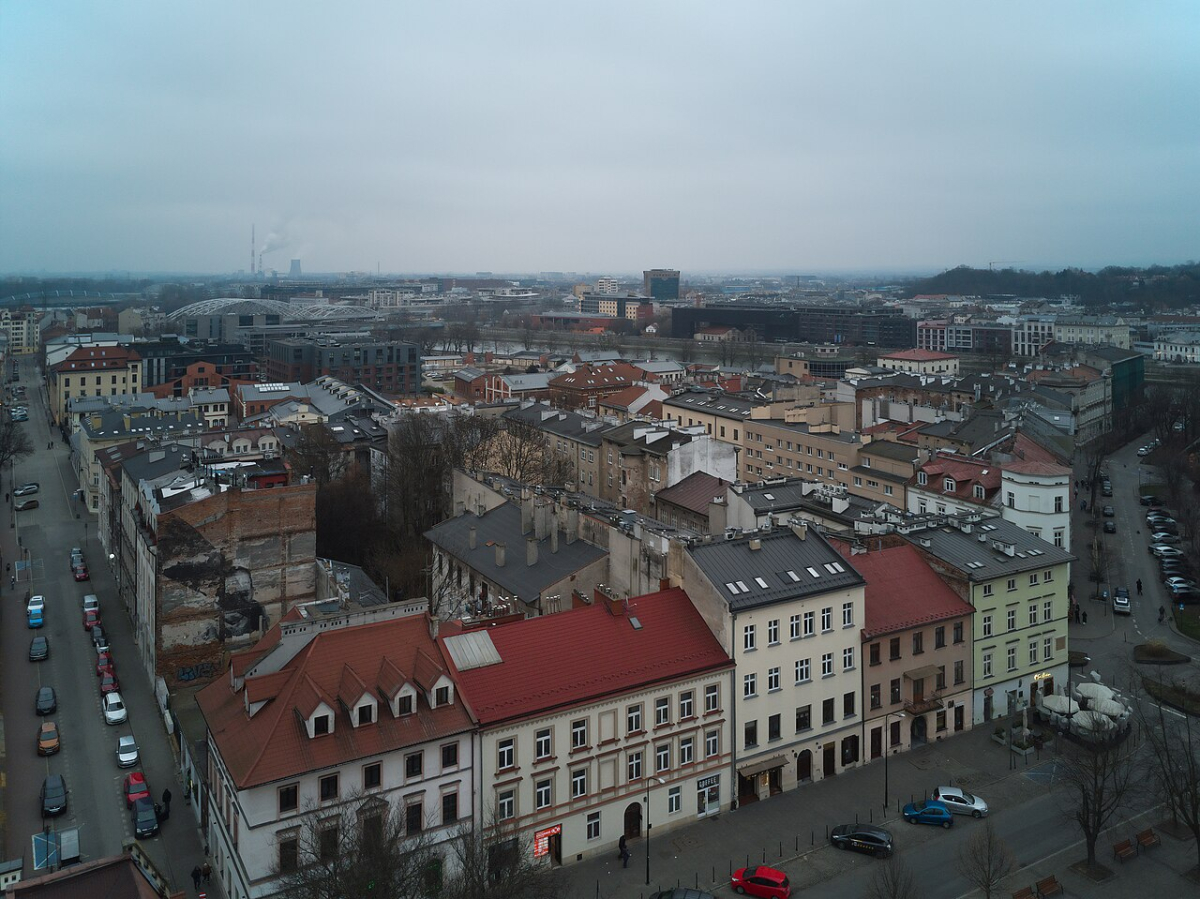 Aerial view of Wolnica Square in Kazimierz, Kraków Aerial view of Wolnica Square in Kazimierz, Kraków