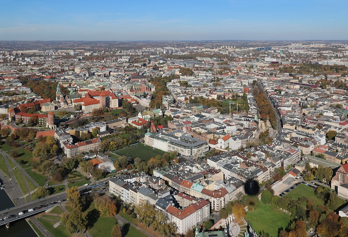 Wawel and Kraków Old Town seen from above Wawel and Kraków Old Town seen from above