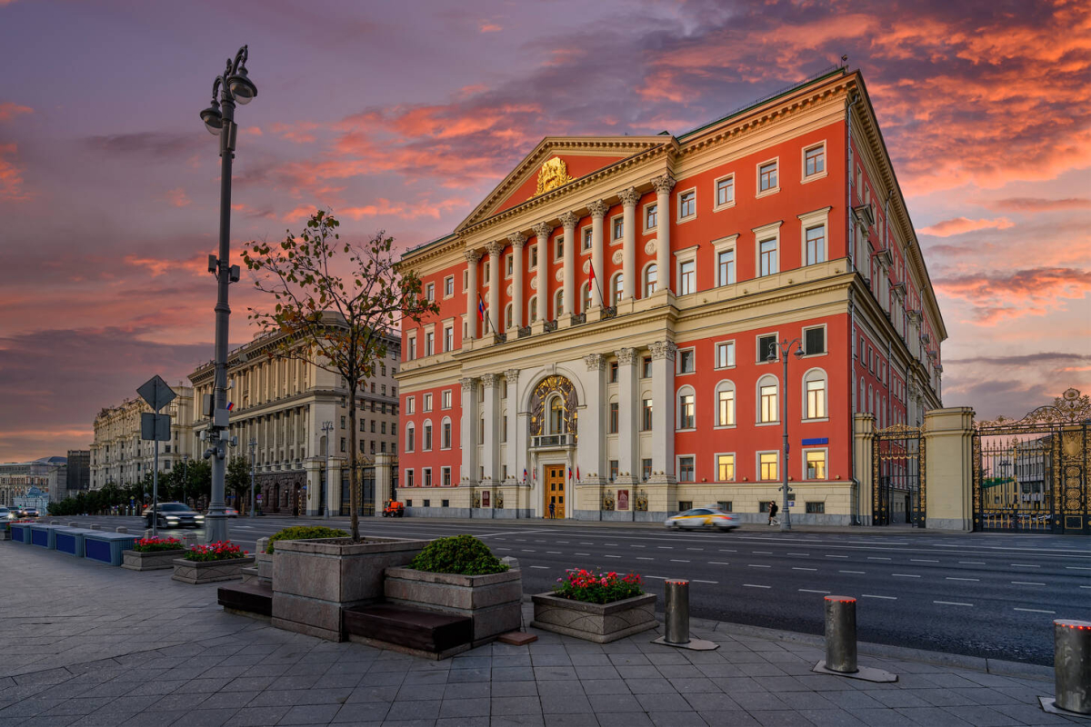 Moscow City Hall building on Tverskaya Street