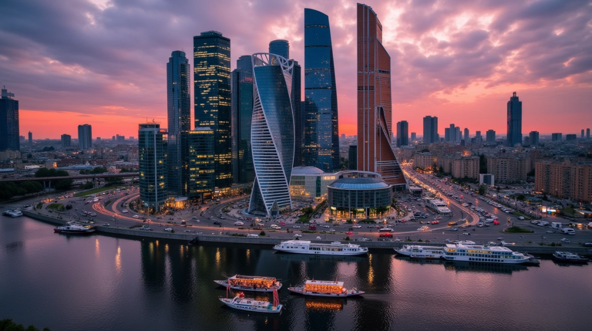 Modern skyscrapers of Moscow City district