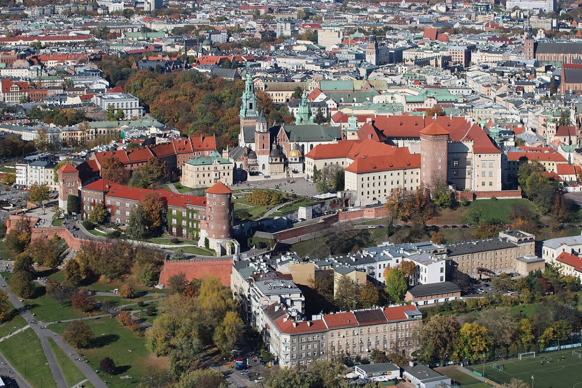 Aerial view of Kraków’s historic urban centre