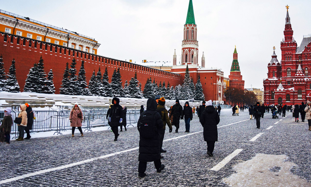 Snow-covered Red Square in winter