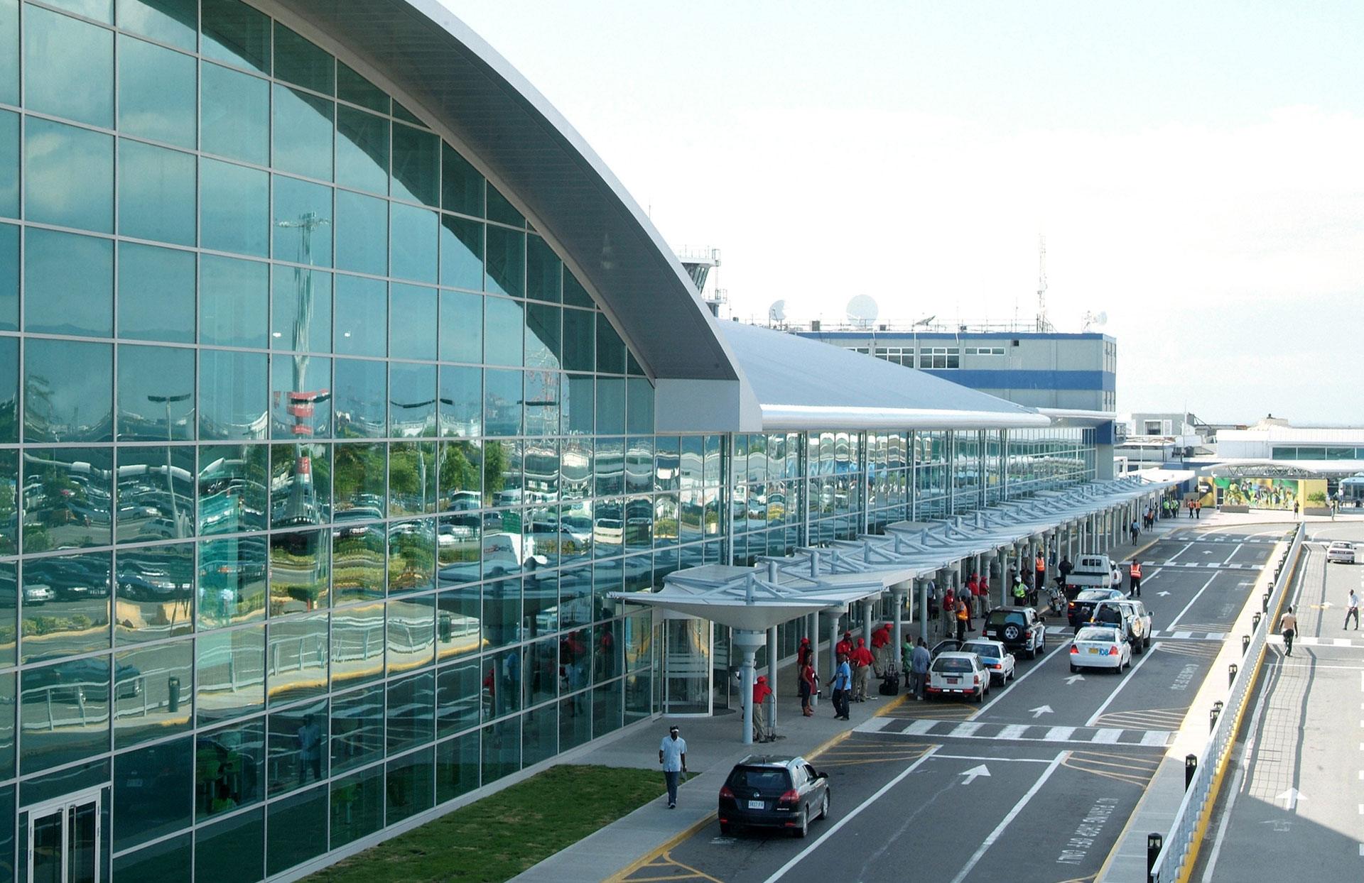 Exterior view of Norman Manley International Airport in Kingston, Jamaica