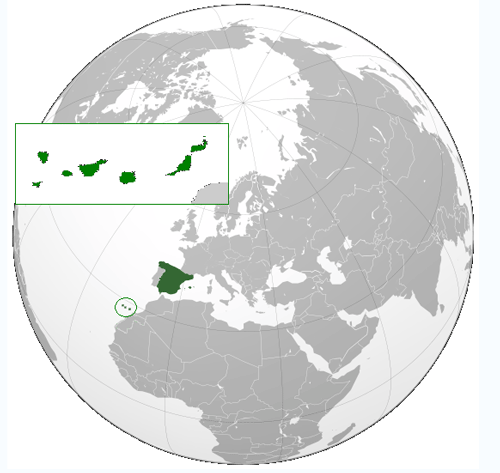 Global location of the Canary Islands relative to Europe, Africa, and the Atlantic Ocean