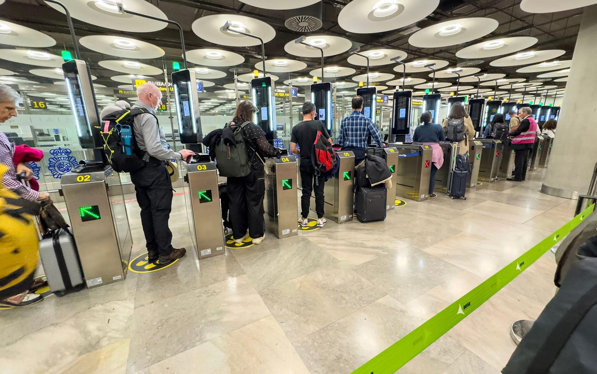 Automated passport control e-gates at Madrid Barajas Airport Terminal 4