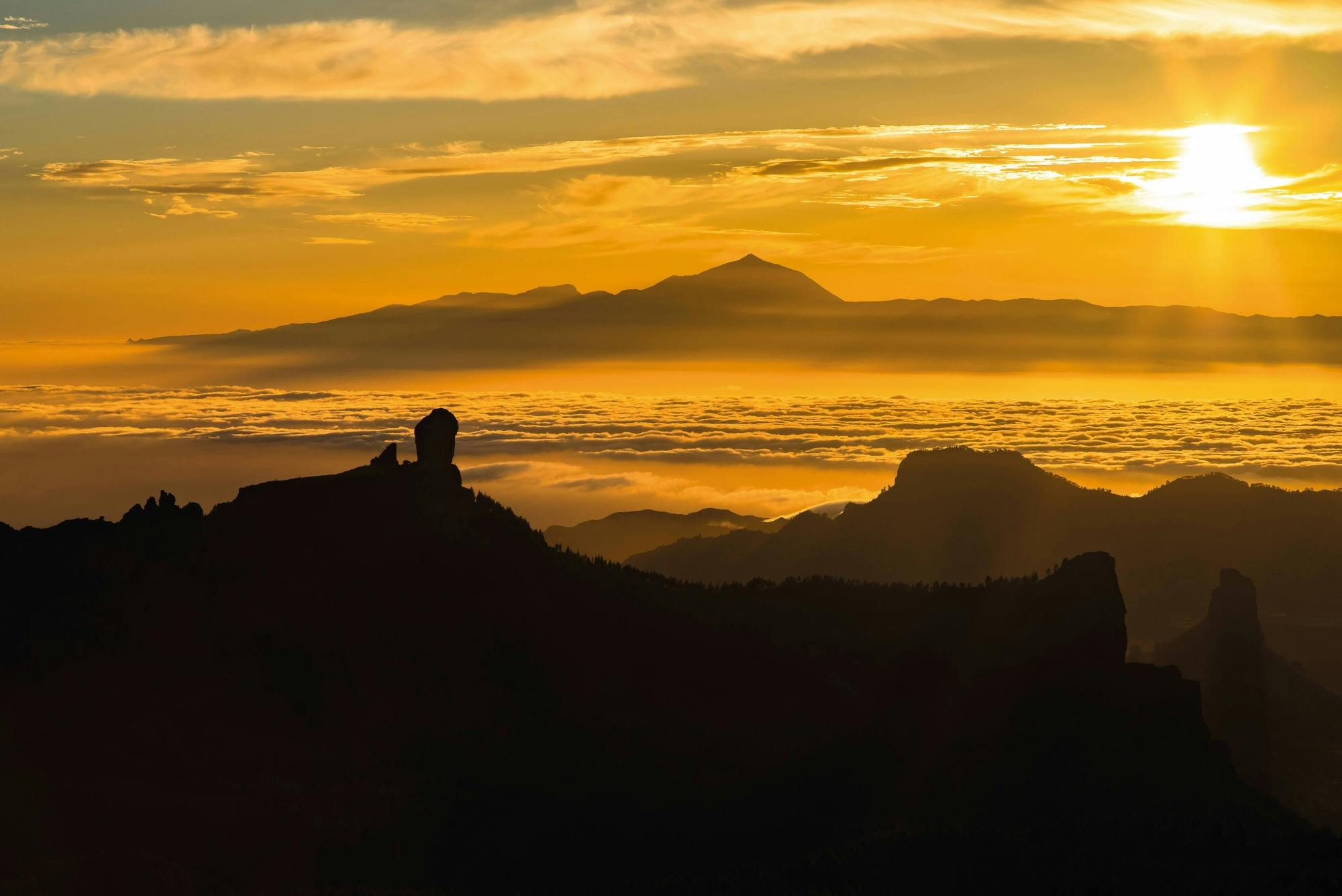 Roque Nublo viewpoint in Gran Canaria at sunset