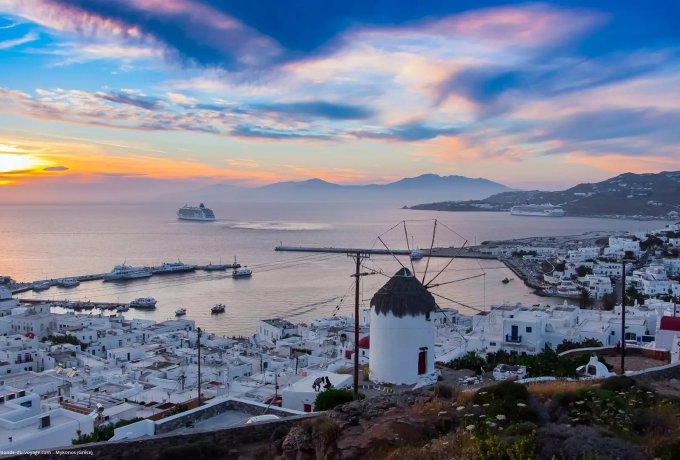 Mykonos is one of Greece’s most famous islands, known for its whitewashed Cycladic architecture, crystal-clear Aegean waters, and vibrant coastal atmosphere.