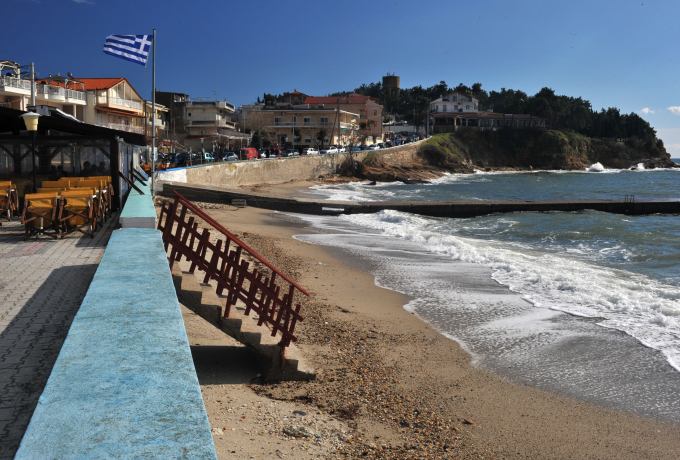 Fanari village waterfront and beach on the Thracian coast of Greece, photographed in 2010