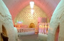 Bunding up at The Ice Hotel in Sweden.