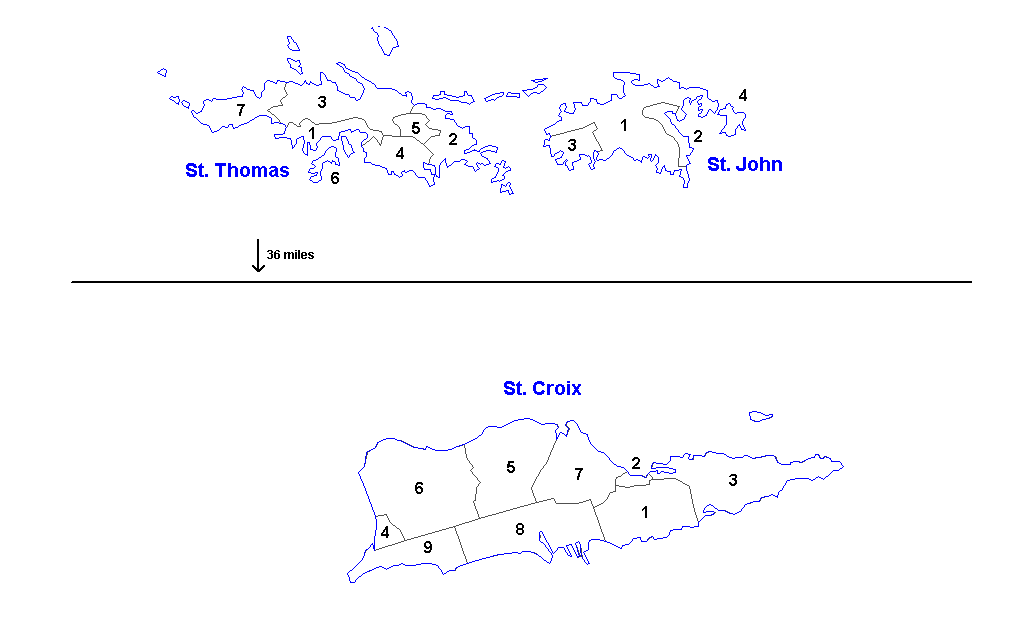 United States Virgin Islands District Map