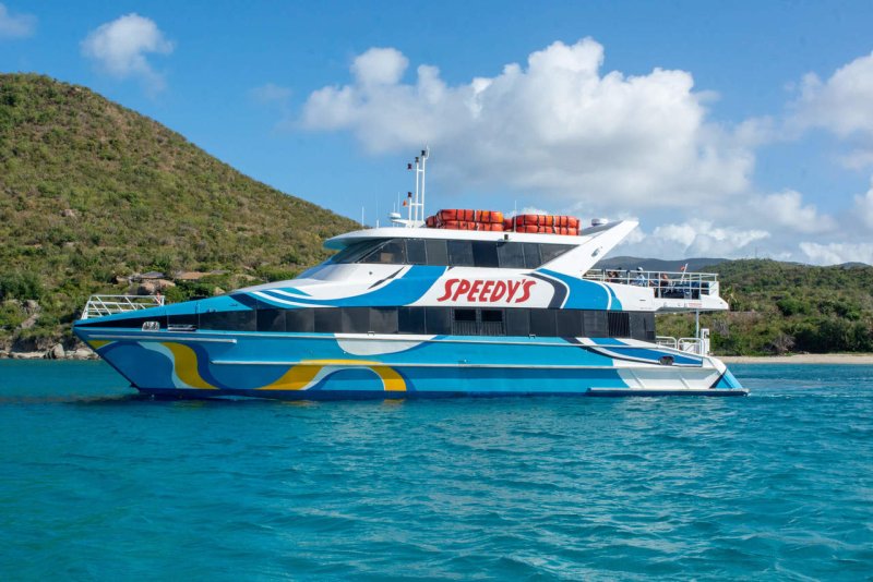 High-speed inter-island ferry operating between islands in the Virgin Islands